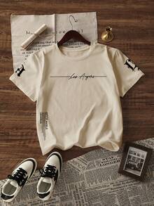 Áo thun ngắn tay nam Zrgoth kiểu dáng thường ngày, đa năng, đơn giản, in họa tiết. - Màu be - Xem 4