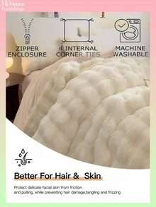 3 件套象牙色床上用品套装 - 1 个羽绒被套和 2 个枕套，柔软舒适的家纺，多种颜色可选，适用于宿舍、卧室、简约时尚的家居装饰，可机洗，无需填充物 - 人造毛皮/羽绒被套套装，毛绒羽绒被套套装，1 个带拉链封口的羽绒被套和 2 个枕套，不含被子，单人床、双人床、特大床、大号床尺寸 - 奶油白 - 查看 2