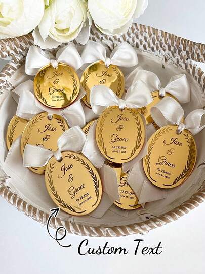 Etiquetas personalizadas para recuerdos de boda Espejo dorado Acrílico Gracias por venir Etiqueta con nombre Mi Bautizo Recuerdos de bautizo Bienvenido bebé Recuerdos de bautizo personalizado Etiquetas para baby shower Fiesta de Navidad