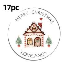 17/35/70 piezas Pegatinas personalizadas de Feliz Navidad, texto personalizado, pegatinas redondas personalizadas para recuerdos - Etiquetas de envoltura de regalos de Navidad - Etiquetas de nombres de regalos (8 patrones) Etiquetas de regalos de Navidad personalizadas con árbol de pino, pegatinas de Feliz Navidad, útiles escolares - Multicolor - Ver 8