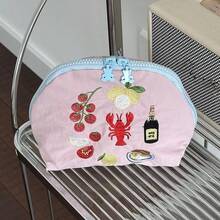 1件女孩刺繡插畫收納包，大容量便攜式拉鍊化妝包，適合旅行與度假必需品，可收納衛生棉、鑰匙、手機、充電器、口紅、化妝品、香水、化妝刷，收納盒與收納袋，適用於護膚與美容產品，適合女性、學生、女學生，聖誕禮物與開學禮物 - 彩色 - 查看 14