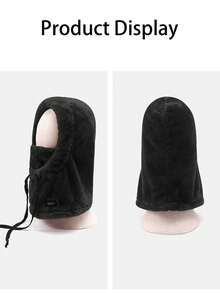 1pc Winter Warm Fleece Face Mask - Elastic Drawstring Design, Lightweight & Warm, Suitable For Cycling, Skiing And Other Outdoor Sports, Solid Color Hooded Windproof Ear Protection, Multiple Colors Available, Essential Autumn/Winter Gear, Christmas, Valentine's Day, New Year Gift - Multicolor - View 9