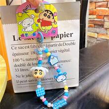 蜡笔小新套装：超人小新手链扣和串珠手机挂饰，DIY 可爱动漫配件，手机/包/相机防丢带，耐用，怀旧收藏品，情侣/粉丝的完美礼物，跨境热销 - 彩色 - 查看 4