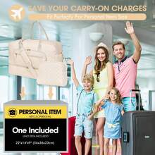 Large Women Travel Duffle Bag - Carry On Overnight Bag Weekend Travel Duffel Tote Bag Yoga Gym Bag With Wet Pocket Toiletry Weekender Overnight Bag For Travel Business Trips Sport , Personal Item Travel Bag With Shoes Compartment, Weekender Bag With Wet Pocket & USB Charging Port - Beige - View 8