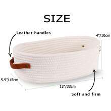 1 chiếc giỏ đựng đồ hình bầu dục đan thủ công có tay cầm bằng da, dùng để bàn, phòng tắm, trang trí nhà cửa, có nhiều màu sắc để lựa chọn. - Nhiều màu - Xem 8