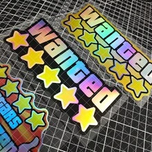 1pc Limited Edition 5-Star WANTED Car Window & Bumper Sticker Set - Laser Crafted, Waterproof Vinyl Decal - Multicolor - View 12