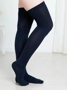 Don Calcetin Women Over The Knee Socks - Navy Blue - View 4