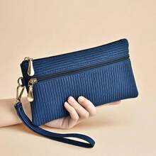 Monedero de Cremallera para Damas de Diseño Único, Bolso de Mano para Damas, Bolso de Teléfono Móvil de Moda y Versátil, Bolso Cuadrado Pequeño Casual - Negro - Ver 10