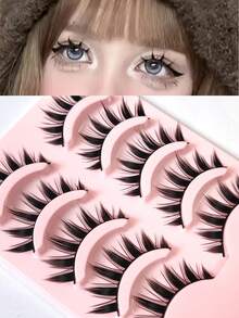 5 对日式小恶魔角色扮演假睫毛，硬挺尖尾，纤长丰盈，适合可爱优雅风格，条状睫毛，睫毛，睫毛，假睫毛 - 眼尾拉長款 - 查看 8