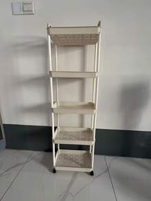 1 Wheeled Multi-Layer Mobile Storage Rack, Portable Multifunctional Handcart, Children's Toy Storage Rack, Minimalist Bookshelf, Snack Storage Rack, Dressing Table Cosmetic Compartment Storage Rack, Kitchen Utensil Storage Rack, Multifunctional Plastic Service Handcart, Suitable For Home Bathroom, Kitchen, Living Room And Study, Suitable For Home Storage And Home Decoration. ﻿