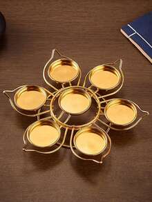 油灯烛台 - 精美的佛教祭坛用品，带有莲花酥油灯设计、烛台、许愿茶灯和冥想氛围，适用于小圆形蜡烛） - 1pc - 查看 4