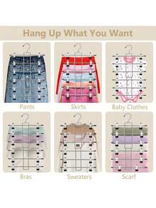 六层360°旋转裙架，节省空间的带夹子衣架，衣柜收纳架，适用于家庭、办公室、宿舍、旅行、洗衣房 - 彩色 - 查看 5