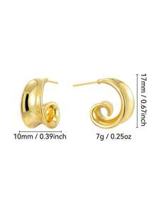 Charm-In 1 Coppia Di Orecchini Alla Moda E Minimalisti In Ottone Placcato Oro 18K, Disegno Creativo, Regalo Per San Valentino, Festa Della Mamma