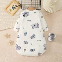 4-Season Baby Sleeping Bag, Cute Long Sleeve Sleeping Bag With Reversible Zipper, Hidden Zipper, Anti-Kick, Soft & Comfortable Swaddle Baby Supplies - Apricot - View 2
