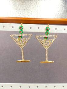 1 Pair Handmade Fashion Women's Cocktail Glass Earrings, Creative Champagne Cup Earrings Perfect For Parties And Holidays, Great Gift - Cup - View 3