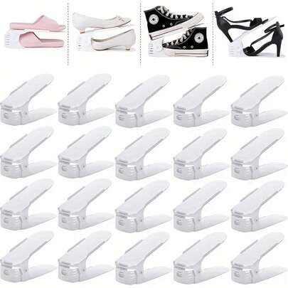 Adjustable Shoe Rack, Space-Saving Double-Tier Shoe Organizer, Sturdy Holder For High Heels And Sneakers, Tidy And Fashionable Shoe Cabinet, Stackable Shoe Box Rack, Shoe Rack Storage, Space-Saving Shoe Rack, Shoe Cabinet