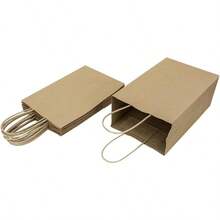 100 Pack 5.25x3.25x8.25 Inch Small Plain Natural Paper Gift Bags With Handles Bulk Kraft Bags For Birthday Party Favors Grocery Retail Shopping Business Goody Bags Cub Brown 100 PCS Count