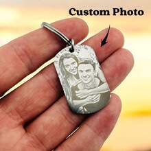 Personalised Photograph Keyring | Laser Engraved Photo Keyring | Couples Keyring Gift | Anniversary Gift | Personalised Keyring - Multicolor - View 2