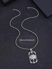 1 pieza Collar con colgante de estilo chino con diseño de dragón, collar con colgante cuadrado vintage, regalo para ti mismo