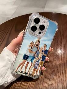 1pc Customized Phone Case Compatible With Apple 17, 16, 15, 14, 13, 12, 11 Plus Pro Max Pro, Galaxy, OPPO, Redmi, DIY Pattern Design, Transparent Anti-Fall Protective Cover, Suitable As Birthday, Anniversary, Thanksgiving, Christmas, Wedding Or Holiday Gift For Family, Friends, Girlfriend/Boyfriend - Clear - View 4