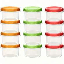 1/4/10 Caja de almacenamiento de colores aleatorios, Recipiente de plástico pequeño de 8 onzas/250 mililitros con tapa, a prueba de fugas y duradero para almacenamiento de alimentos, adecuado para frutas, salsas, mermeladas y aperitivos, caja de almacenamiento de cocina y accesorios
