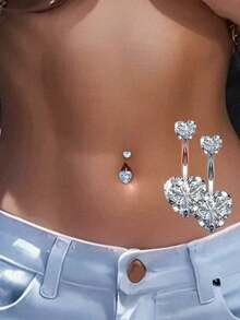 1pcs/Steel Belly Button Ring Crystal Piercing Belly Button Heart Style Belly Button Piercing Earrings Belly Button Piercing Sexy Body Jewelry Ombligo Valentine's Day, Halloween, Christmas Gift - Ngôi sao - Xem 1