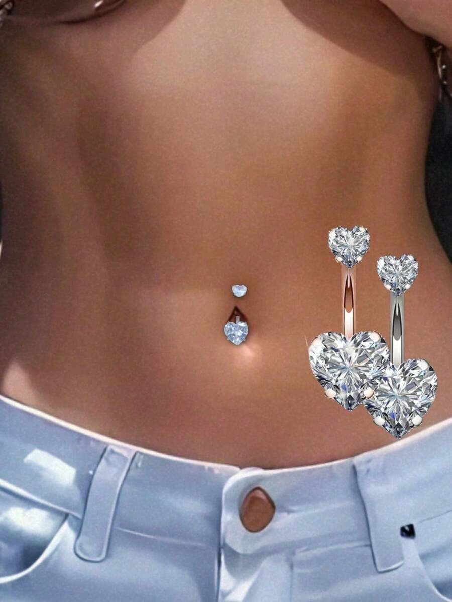1pcs/Steel Belly Button Ring Crystal Piercing Belly Button Heart Style Belly Button Piercing Earrings Belly Button Piercing Sexy Body Jewelry Ombligo Valentine's Day, Halloween, Christmas Gift - Ngôi sao - Xem 1