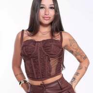 Corset Rendado Sem Bojo Tule Cinderela Aro e Alça Cropped Feminino Básico PRIMAVERA-VERÃO