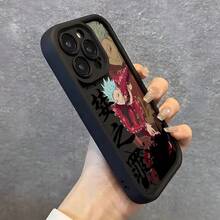 Creative Cool Anime Phone Case With Blue-Haired And Red-Costumed Character For Apple  16, 16e, 15, 14, 13, 12 Mini, 11 Pro Max, X, XR, XS Max, 8, 7 Plus - Stylish Soft Back Cover With Ladder Lens Protection - Màu Khaki - Xem 7