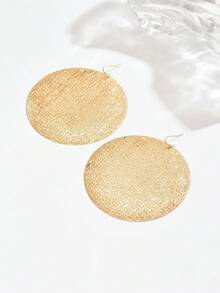 1 Pair Women's Fashion Simple Versatile Extra Large Geometric Round Mesh Metal Pendant Earrings - Yellow Gold - View 4