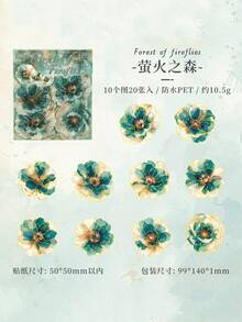 20 pezzi/confezione Adesivi colorati a tema floreale in foil, adesivi decorativi creativi e di , materiali per decorazione fai-da-te, scrapbooking e artigianato, regali per le vacanze, forniture personalizzate per scrapbooking e scuola