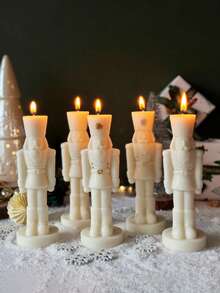 Moldes para velas de Natal, Molde de resina de silicone quebra-nozes de Natal, Molde de vela quebra-nozes rei e soldado, Presente de Natal perfeito para amigos, Para decoração de mesa de festa em casa, Fabricação de velas natalinas, Sabonete artesanal, Chocolate - Branco - Ver 5