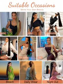 Ombre Gold Straight Hair Ponytail Extension, Women's Synthetic Fiber Wrap-Around Long Clip-In Ponytail Wig, Natural Soft Heat Resistant Extension - Blonde Ombre - View 8