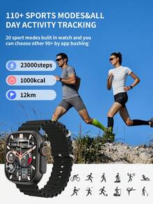 Microwear 2.2-Inch HD Touchscreen Smart Watch, Unisex, With Heart Rate, Blood Oxygen, Sleep Monitoring, IP68 Waterproof, Compatible With Android, IOS And IPhone - Black - View 3