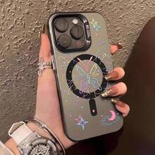 Funda magnética para teléfono móvil. Compatible con phone 16 Pro Max, 2025, 15 y 14 Pro. Incluye soporte. Resistente a caídas. IP12. Diseño elegante. Color plata con flores. - Blanco - Ver 10
