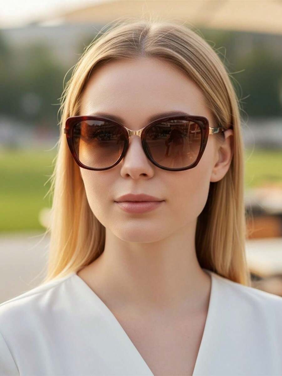 Vintage Women Fashion Glasses Fashion Accessory Cat Eye UV400 Lens - Màu Đỏ Sâu - Xem 1