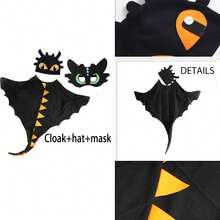 3pcs Christmas Costume Set, Funny Dinosaur Cape, Cloak, Mask, Eye Mask, Children's Stage Performance Cosplay Outfit, Party Props Suitable For Toddler Boys And Girls Role Play Gift - Multicolor - View 10