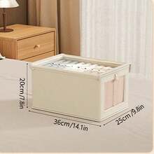 Large Capacity Storage Basket: A Sturdy And Durable Fabric Storage Box Suitable For Organizing Clothes. It Is Equipped With A Transparent Observation Window And Adopts A Foldable Design For Easy Storage. Available In Beige And Gray Colors, It Combines Clothing Organization, Storage, Foldable Storage, And Storage With An Observation Window, Making It A Great Helper For Your Clothing Storage Needs.