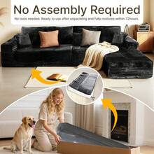 NIZULA FOAM 135'' Cloud Sectional Couch With L-Shaped Recliner,(Black) Boneless Corduroy Sofa With Deep Seat, Modern Modular Couch For Living Room, No Assembly Required, Comfy Plush Corduroy Fabric,Sofa De Sala,Couch,Sofa Cama,Muebles Para Sala,Couch For Living Room, Living Room Furniture, Muebles, Bedroom Furniture Set, Recliner Chair For Adult, Living Room Set Furniture. - màu đen - Xem 4