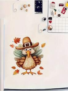 1pc Halloween Adorable Turkey & Pumpkin Maple Leaf -PVC Self-Adhesive Waterproof Removable Bathroom Decal , Suitable For Toilet Lid Sticker, Window Sticker,Bedrooms, Home Decoration, Festive Decoration, Etc