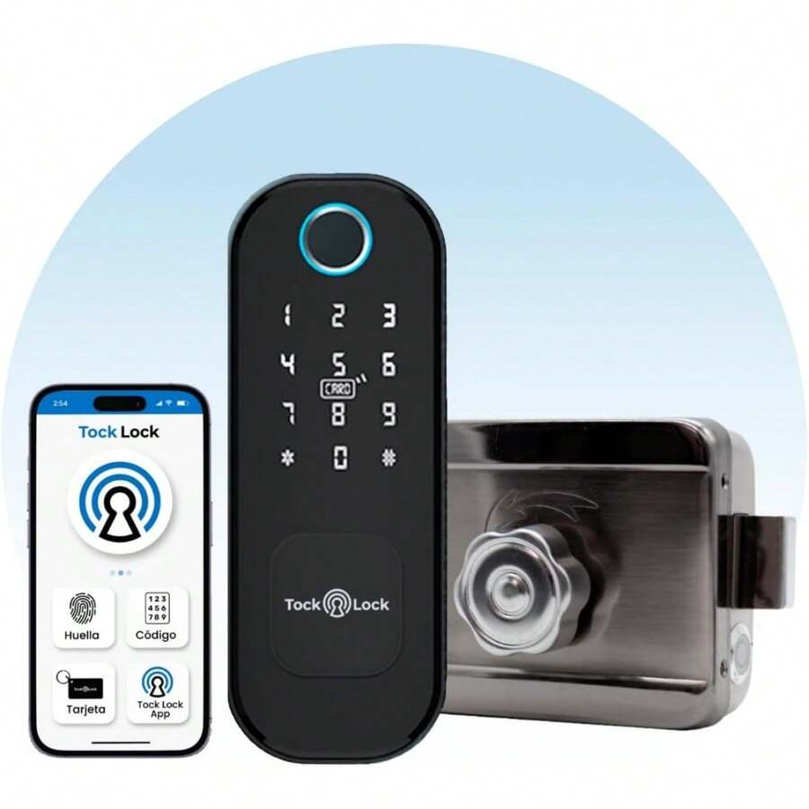 Cerradura Electrónica Inteligente automatica de sobreponer para puerta exterior| Chapa Digital Eléctrica | Celular, Huella, Código, Tarjeta, Llaves Físicas - por defecto - Ver 1