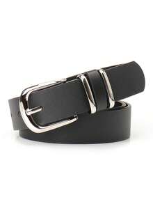 女士简约时尚百搭腰带，经典款，可搭配牛仔裤、连衣裙，金属扣设计，纯色优雅腰部配饰，日常通勤腰部装饰 - 時尚皮帶 - 查看 8