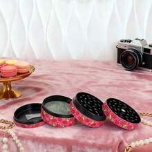 Cute Tobacco/Herb Grinder - Pink & Pretty Strawberry/Cherry Metal Grinder, 4-Piece 50MM, Smoking Accessories, For Smokers - 櫻桃 - 查看 8