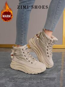 1 Pair High Quality Women's Winter Multifunctional Fashion Casual Thermal Lined Thick Sole High-Top Snow Boots, Outdoor Sports Casual Shoes For Daily Wear