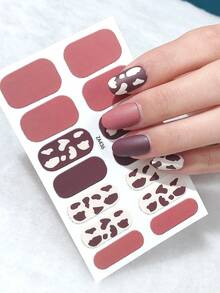 6张豹纹美甲贴纸，秋冬季多色豹纹闪粉全甲贴，女士DIY美甲贴纸 - 彩色 - 查看 3