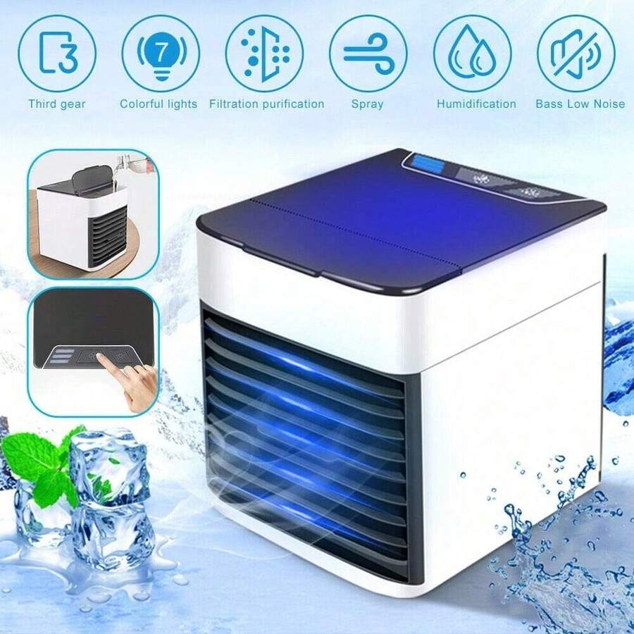 Mini enfriador de aire portátil con pulverizador USB para el hogar, ventilador de aire acondicionado de escritorio, humidificador - Enfriador de aire por pulverización de segunda generación - Ver 1