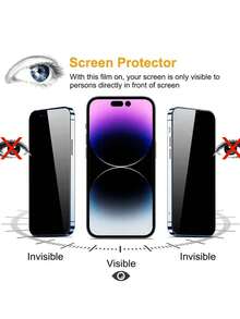 2pcs Anti-Spy Tempered Glass Screen Protector, Prevents Peeping And Protects Personal Privacy And Security On Public Devices, Compatible With IPhone 17/17 Air/17 Pro/17 Pro Max/16/16 Plus/16 Pro/16 Pro Max/15/15 Pro/15 Plus/15 Pro Max - Black - View 4