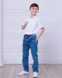 Calça jeans infantil menino skinny com lycra 4 a 8 - Azul - Visão 4