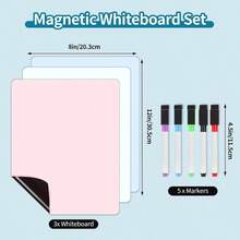 3 Pack Magnetic Dry Erase Board, 12inx 8in Erasable Refrigerator White BoardPlanner, Dry Erase Board Magnetic Home Kitchen Memo Grocery List, Grocery List, 5 Markers And Eraser