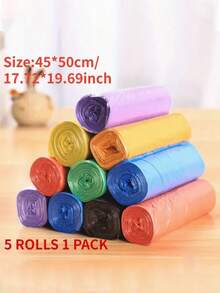 5 cuộn/100 túi rác nhỏ dùng một lần, túi rác PE di động, thích hợp cho văn phòng, nhà bếp, nhà cửa và các dịp khác, có thể gấp gọn, tiện lợi và thiết thực, tiết kiệm không gian. - Nhiều màu - Xem 5